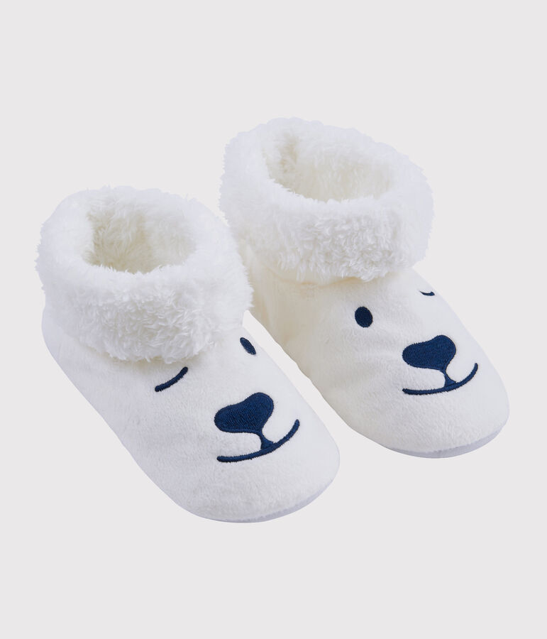 Chaussons enfant ours en polaire blanc MARSHMALLOW