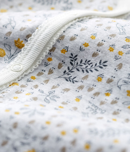 Dors bien sans pieds bébé fille en côte gris POUSSIERE/blanc MULTICO