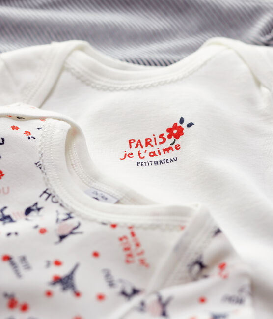 Lot de 3 bodies manches longues Paris bébé fille en coton biologique variante 1