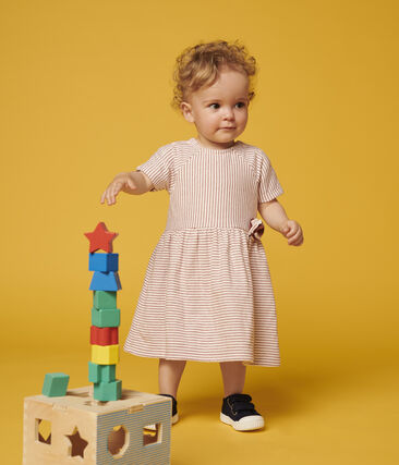 Robe manches courtes en tubique rayée bébé fille