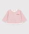 Tee-shirt b&eacute;b&eacute; en coton manches longues &agrave; rayures rose/&eacute;cru