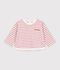 Tee-shirt b&eacute;b&eacute; en coton manches longues &agrave; rayures rose/&eacute;cru