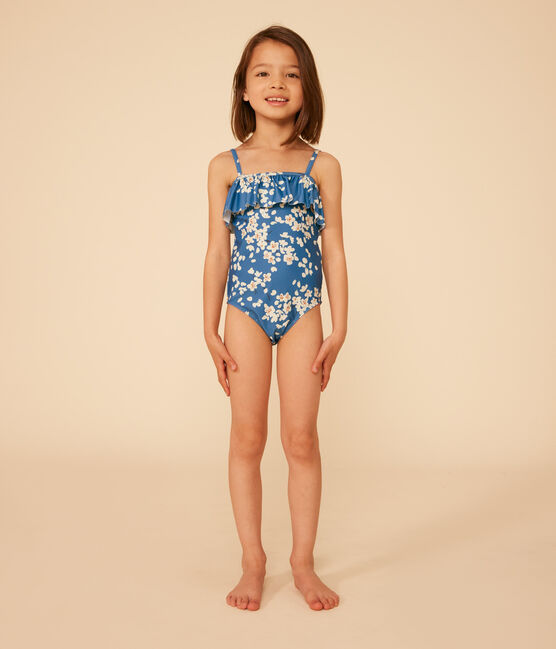 Maillot de bain 1 pièce imprimé enfant fille bleu BEACH/ MULTICO