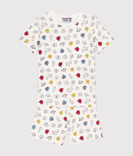 Pyjacourt Monsieur Madame en coton enfant blanc MARSHMALLOW/blanc MULTICO