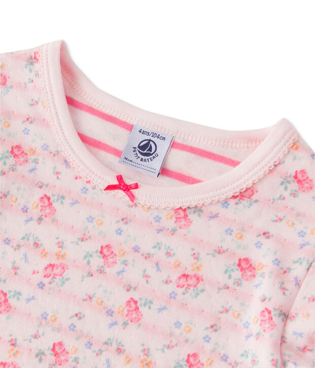 Pyjama fille en tubique r&eacute;versible rose/rose/multicouleur