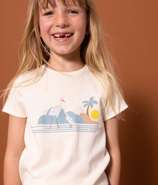 Tee-shirt imprimé en coton enfant fille blanc AVALANCHE/ MULTICO