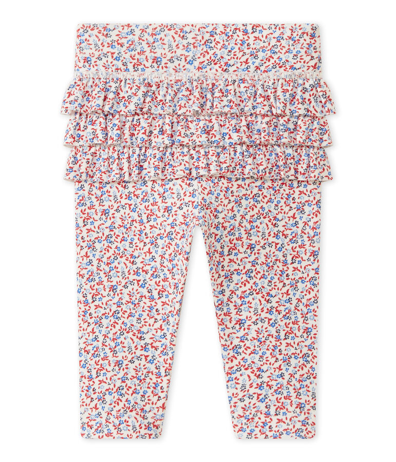 Legging b&eacute;b&eacute; fille imprim&eacute; blanc MARSHMALLOW/rouge TERKUIT/ MULTICO