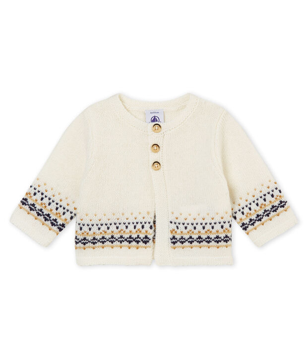 Cardigan tricot jacquard b&eacute;b&eacute; gar&ccedil;on blanc