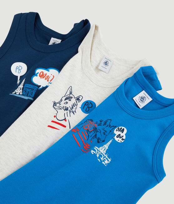 Lot de 3 débardeurs thème Paris petit garçon en coton variante 1