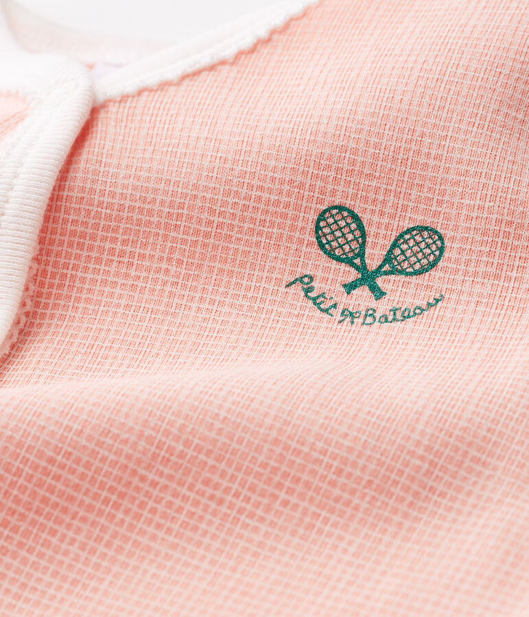 Dors bien b&eacute;b&eacute; fille en c&ocirc;te rose/blanc