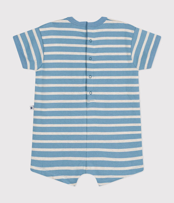 Combinaison courte rayée marinière en jersey épais bébé AZUL/ MONTELIMAR