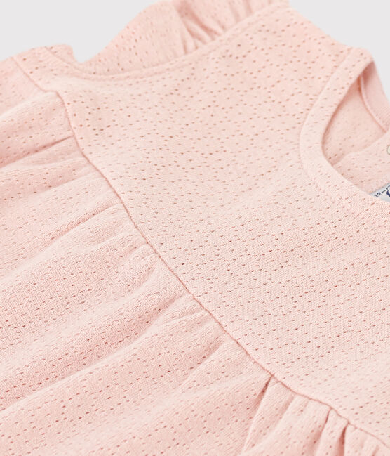 Blouse bébé sans manche en maille ajourée rose SALINE