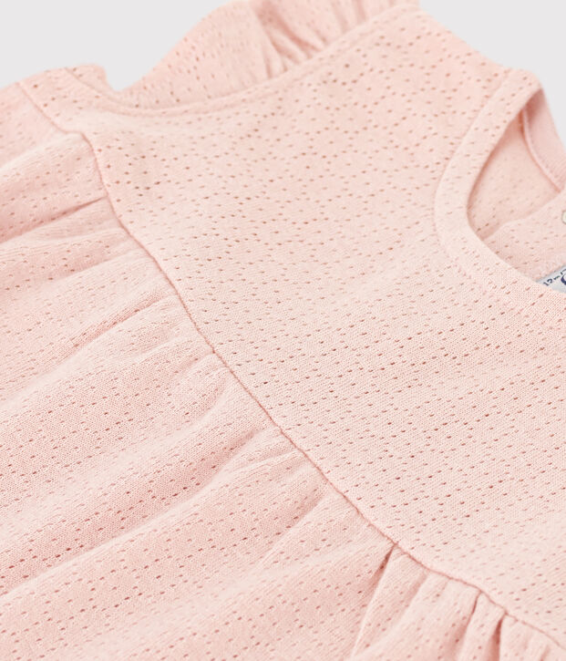 Blouse b&eacute;b&eacute; sans manche en maille ajour&eacute;e rose