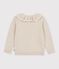 Cardigan enfant en laine et coton uni beige chin&eacute;