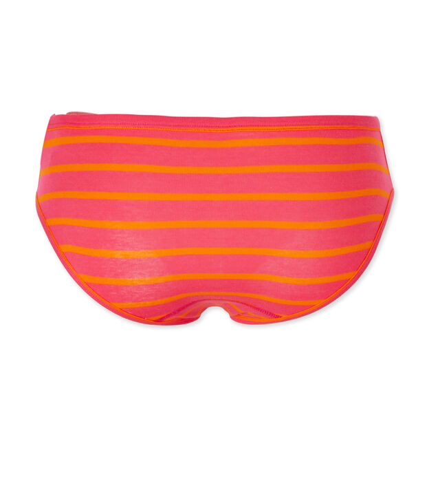 Culotte femme en c&ocirc;te originale ray&eacute;e rose/orange