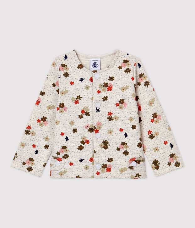 Cardigan en coton b&eacute;b&eacute;. beige/multicouleur