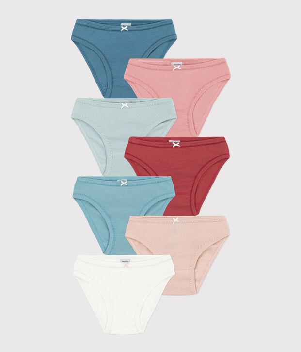 Lot de 7 culottes unies en coton petite fille multicouleur
