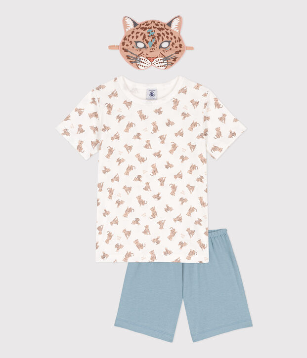 Pyjama motif animal avec masque en coton enfant blanc/multicouleur