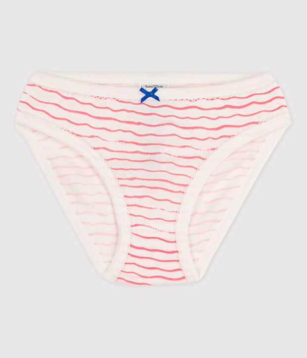 Culotte petite fille en coton blanc/rose