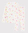 Pyjama imprimé fruits d'été petite fille en coton biologique blanc MARSHMALLOW/blanc MULTICO