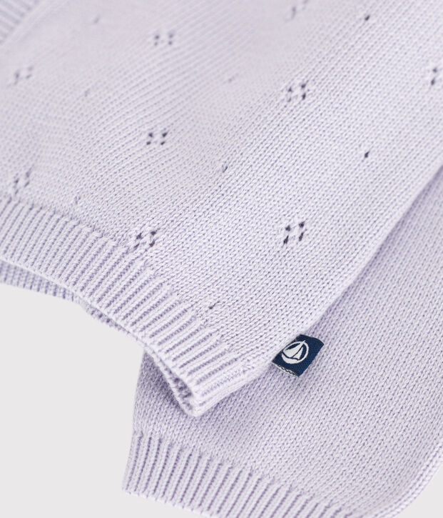 Cardigan b&eacute;b&eacute; en tricot de coton uni violet clair