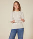 Tee-shirt manches longues col tunisien en côte désaiguillée unie uni femme