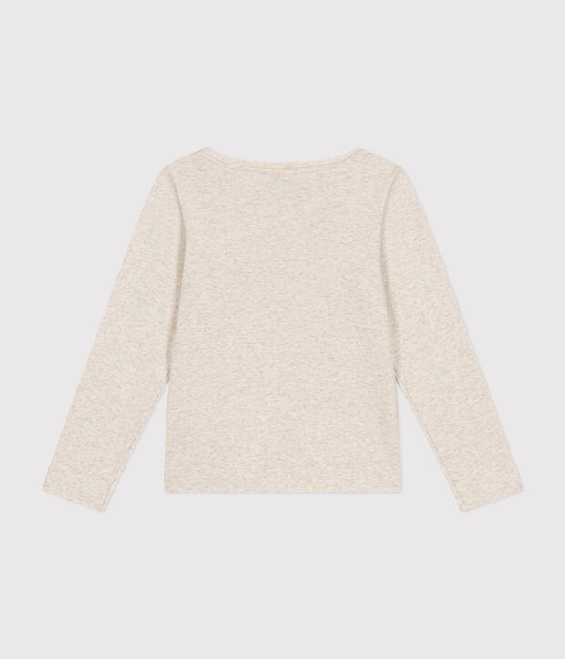 Tee-shirt manches longues en c&ocirc;te enfant fille beige