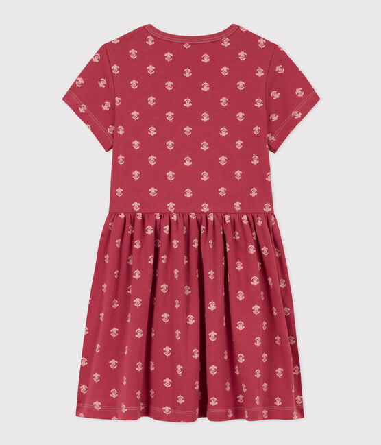 Robe imprimée en coton enfant fille rose PAPI/beige AVALANCHE