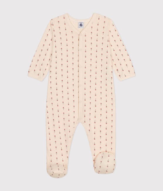 Pyjama imprimé fleur en coton bébé blanc AVALANCHE/ MULTICO