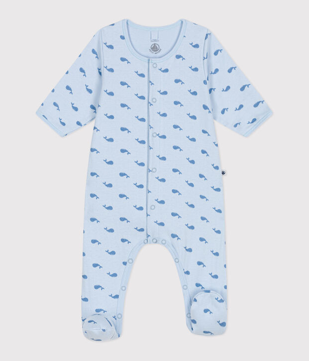 Bodyjama b&eacute;b&eacute; en tubique baleine bleu/bleu