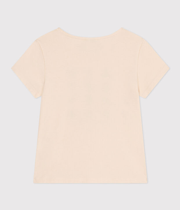Tee-shirt en jersey l&eacute;ger enfant fille &eacute;cru/vert