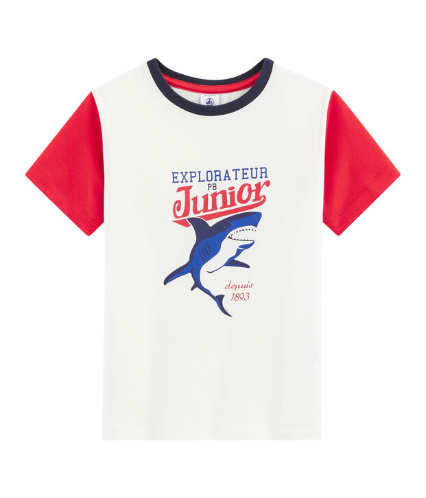 Tee-shirt enfant garcon blanc/rouge