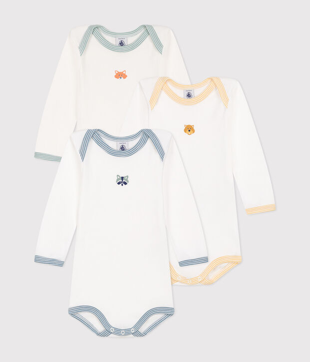 Lot de 3 bodies manches longues en coton b&eacute;b&eacute; multicouleur