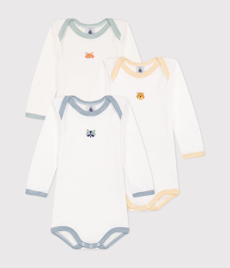 Lot de 3 bodies manches longues en coton b&eacute;b&eacute; multicouleur
