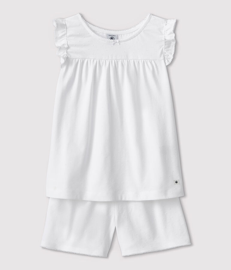 Pyjacourt blanc petite fille en coton fin blanc ECUME