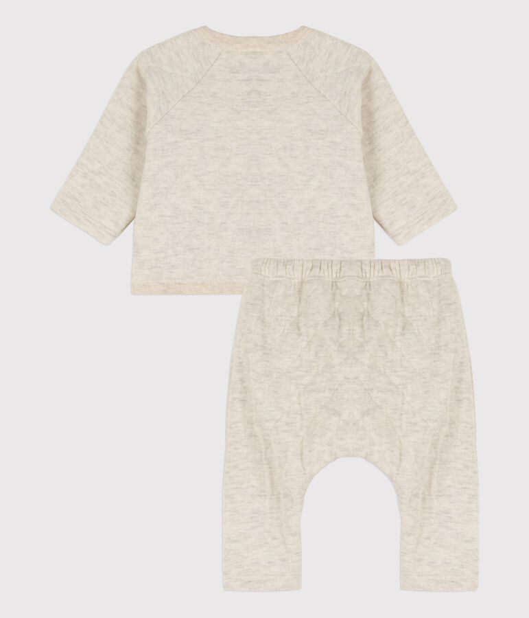 Ensemble 2 pi&egrave;ces b&eacute;b&eacute; matelass&eacute; en coton beige MONTELIMAR CHINE