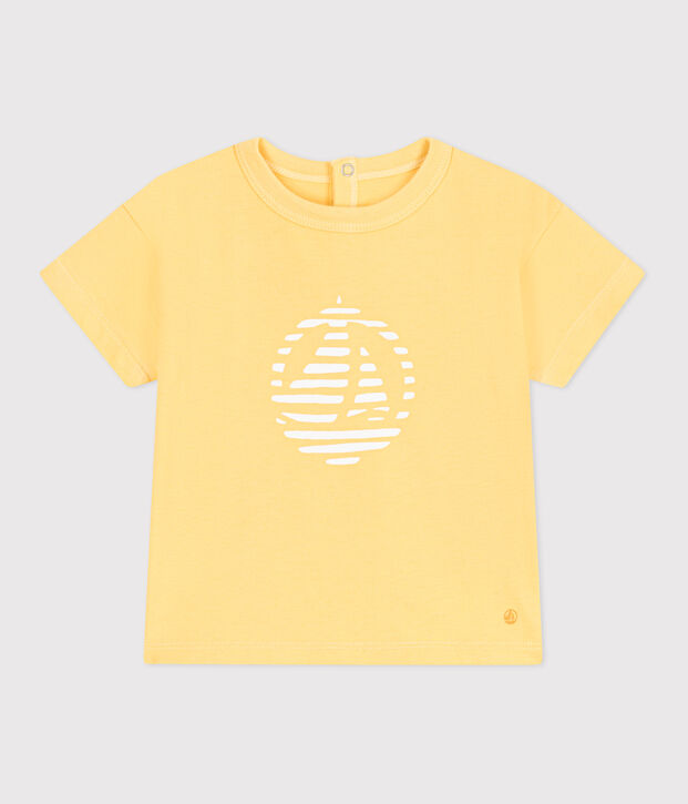 T-shirt b&eacute;b&eacute; en coton &agrave; manches courtes uni jaune