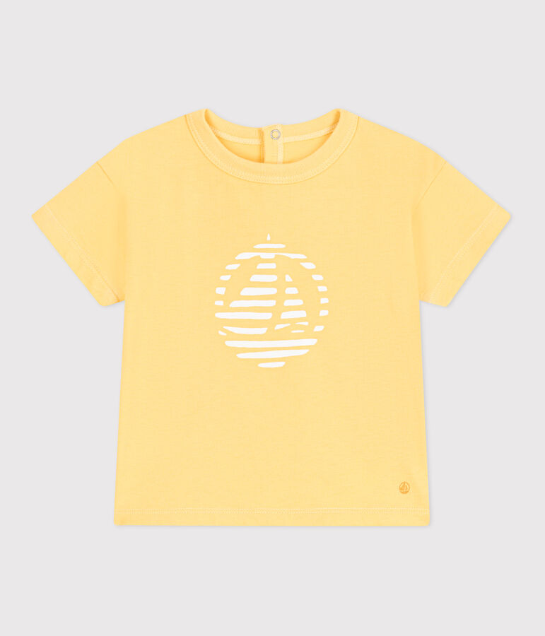 T-shirt b&eacute;b&eacute; en coton &agrave; manches courtes uni jaune ORGE