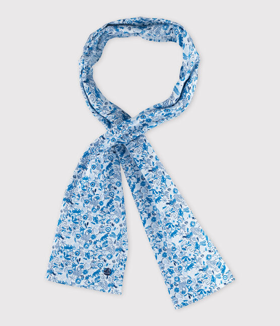 Chèche en popeline imprimée enfant fille-garçon blanc MARSHMALLOW/blanc MULTICO