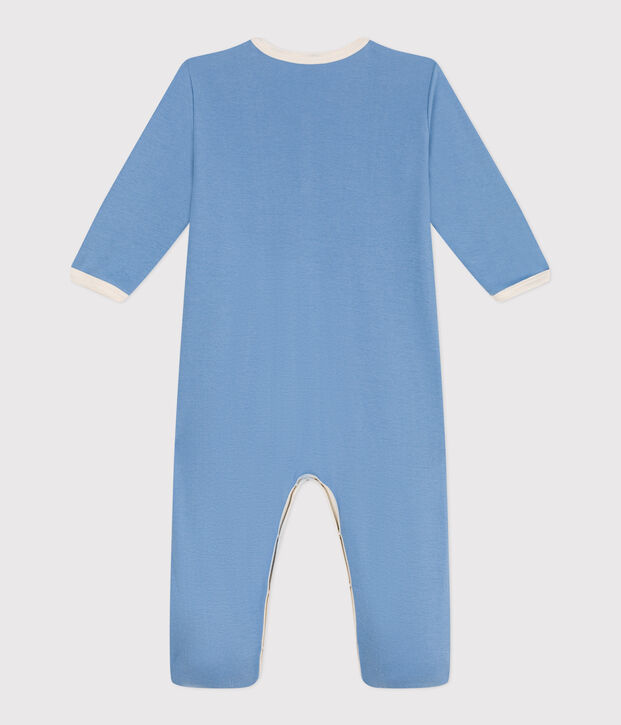 Pyjama b&eacute;b&eacute; en coton uni bleu