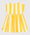 Robe enfant en coton manches courtes à rayures blanc MARSHMALLOW/ ORGE