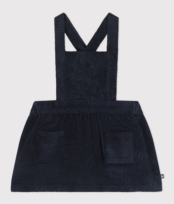 Robe sans manche en velours grosses côtes bébé bleu SMOKING