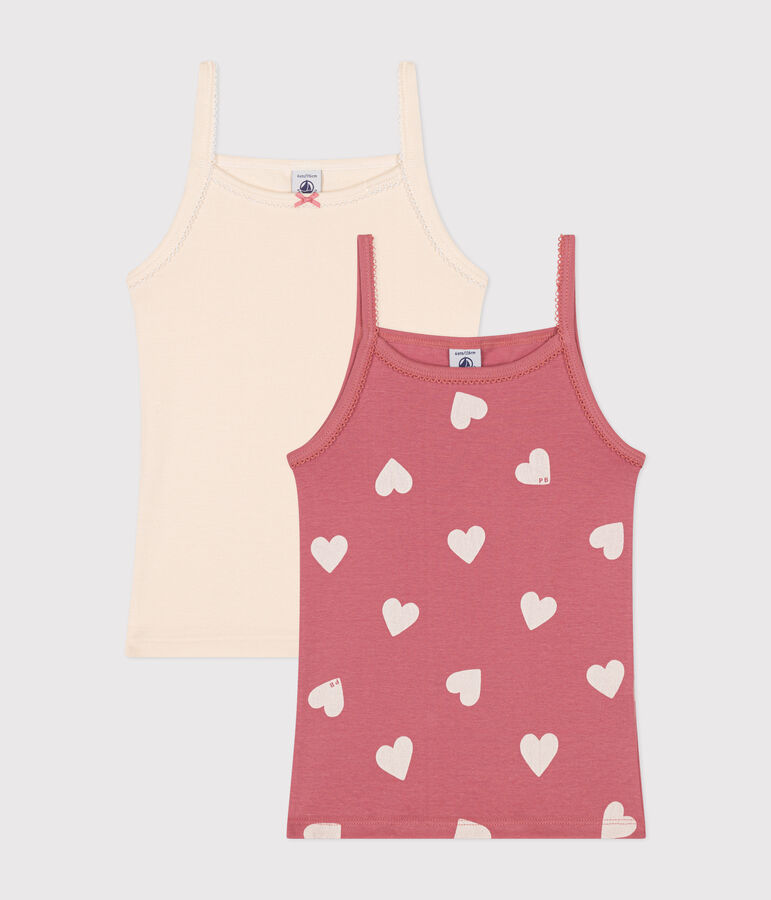 Lot de 2 d&eacute;bardeurs fines bretelles c&oelig;ur en coton enfant variante 1