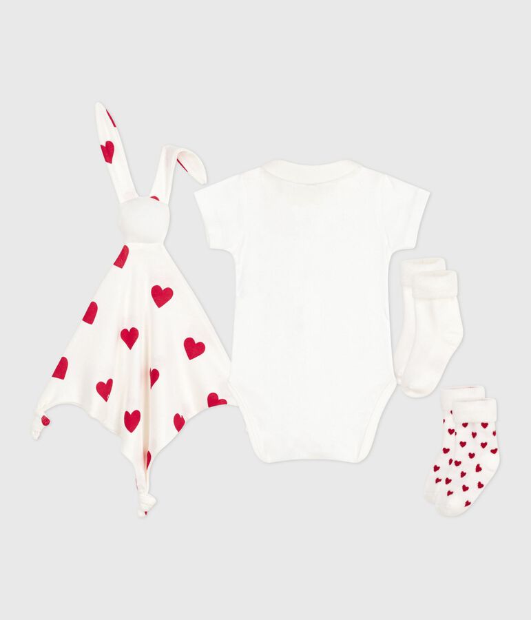 Ensemble cadeau naissance body, doudou et chaussettes en coton variante 1