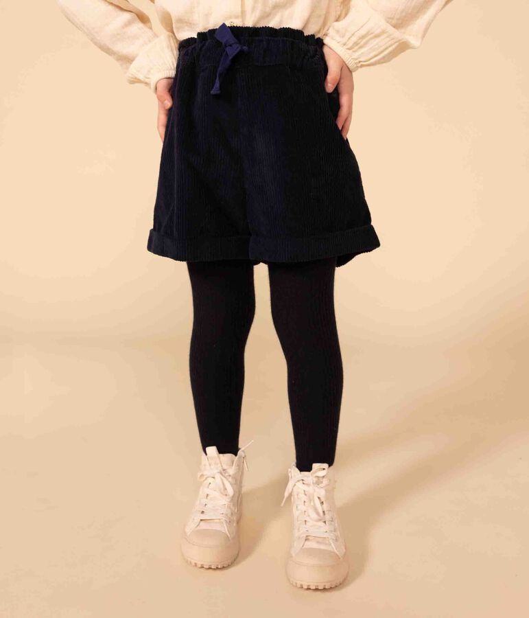 Short en velours c&ocirc;tel&eacute; enfant fille bleu
