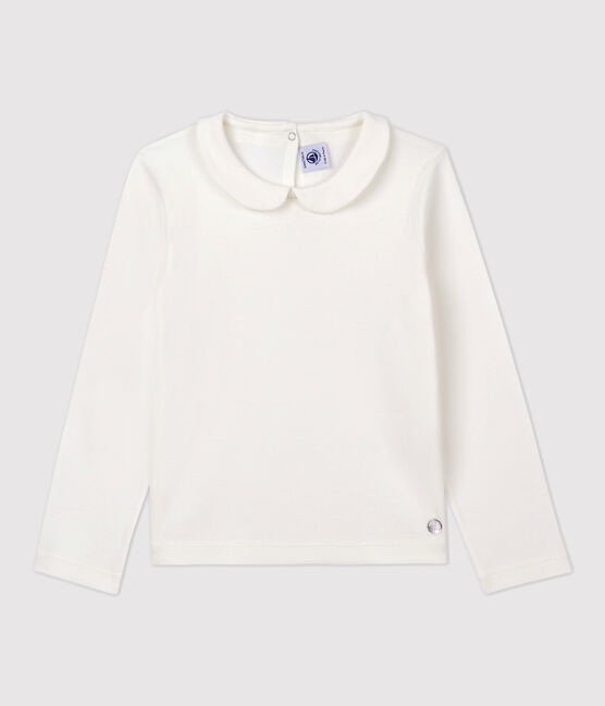 Tee-shirt manches longues en coton enfant fille blanc MARSHMALLOW