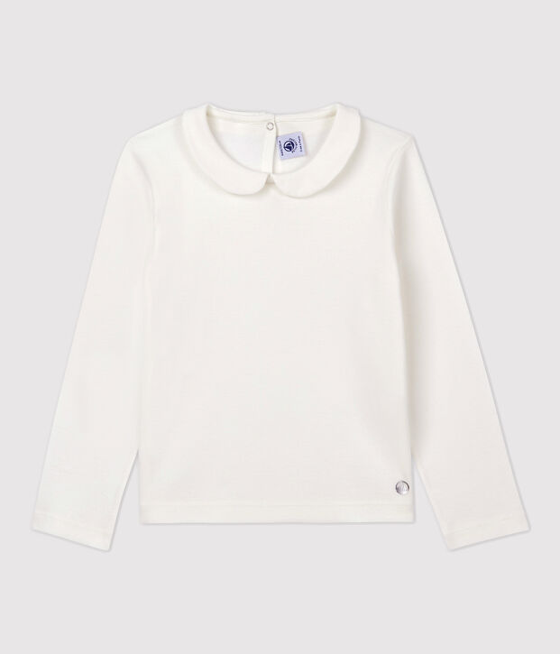 Tee-shirt manches longues en coton enfant fille blanc