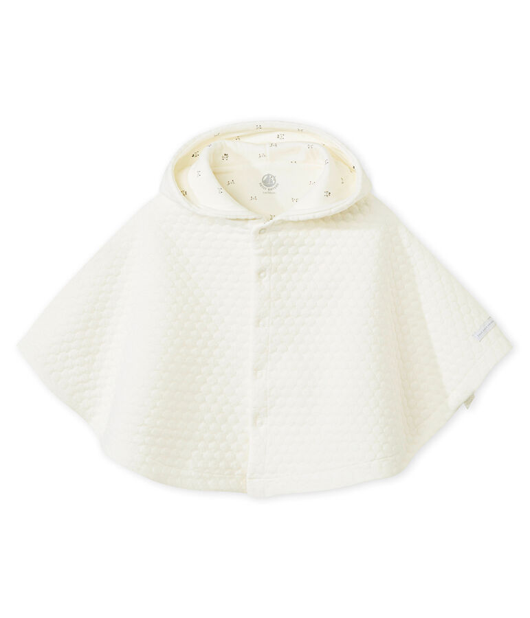 Cape r&eacute;versible en tubique b&eacute;b&eacute; mixte blanc