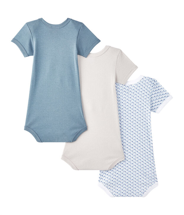 Lot de 3 bodies b&eacute;b&eacute; gar&ccedil;on manches courtes blanc