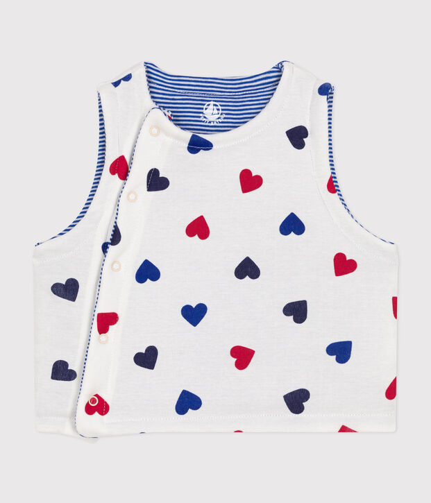 GILET SANS MANCHE REVERSIBLE EN COTON B&Eacute;B&Eacute; blanc/multicouleur